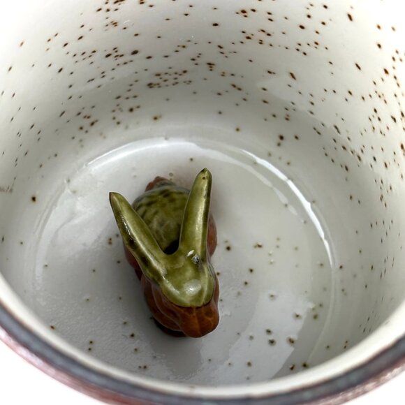 Charming Speckled Rabbit Mug with Hidden Figurine NWOT - Picture 4 of 9
